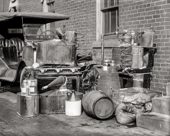 Photo showing: Bootleg Liquor -- Washington, D.C. Confiscated still -- 10/6/22.
