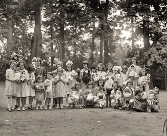 Photo showing: Dolls All -- July 11, 1923. Montrose play grounds (girls with dolls).