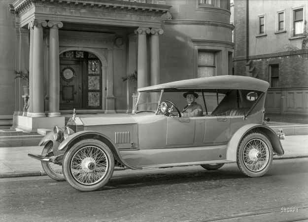 Photo showing: When in Roamer -- San Francisco circa 1919. Roamer touring car at Historical Society (Whittier Mansion).