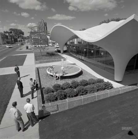 Photo showing: Liquid Assets. -- 1961. Mount Clemens, Michigan. Mount Clemens Savings and Loan. Meathe, Kessler & Associates, architects.