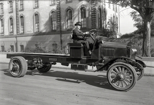 Photo showing: Naked Truck -- San Francisco circa 1919. Sandow motor truck.