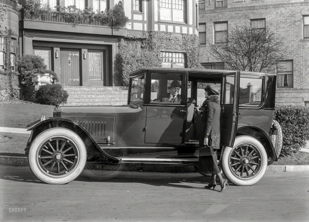 Photo showing: Double Standard -- San Francisco circa 1921. Standard Eight sedan. Times two in this double exposure.