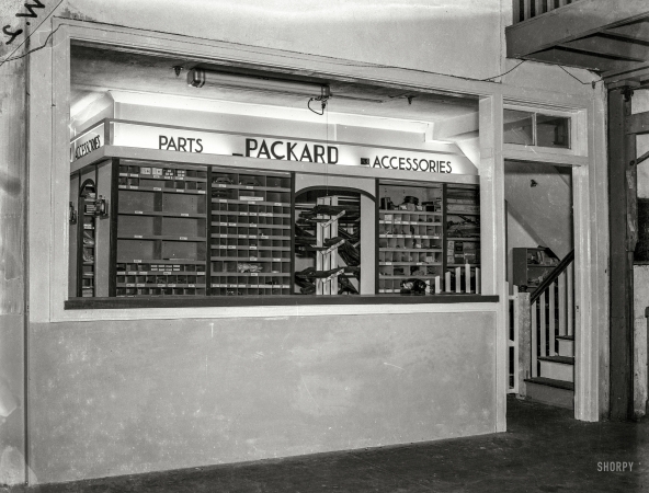 Photo showing: Packard Parts -- Circa 1950, the Packard Parts counter.