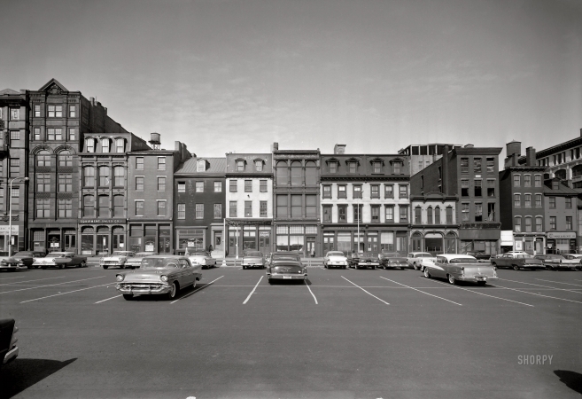 Photo showing: Arch Street -- Philadelphia, 1958. Arch Street (houses) study, looking north.