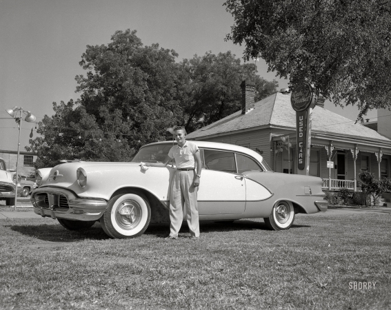 Photo showing: Safety Tested -- Safety Tested used Oldsmobile -- a 1956 Ninety-Eight Holiday Coupe.