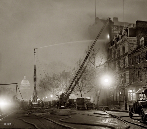 Photo showing: Red Hots -- Dec. 28, 1925. Five-alarm fire at the George J. Mueller Candy Co., 336 Pennsylvania Avenue N.W.