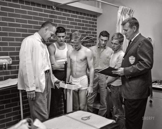 Photo showing: Weight Watchers -- Columbus, Georgia, circa 1964. Jaycees -- Golden Gloves physicals. 