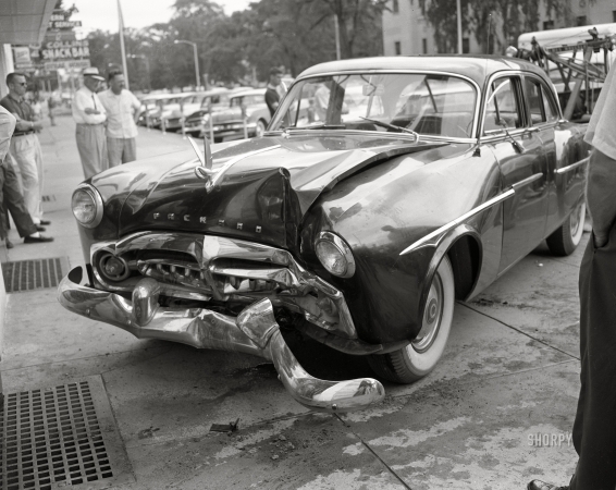 Photo showing: Puckered Packard -- Columbus, Georgia, circa 1955. Accident on 12th Street.