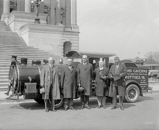 Photo showing: See Grand Caverns -- Circa 1930. Vice President Curtis at Capitol with steam car.