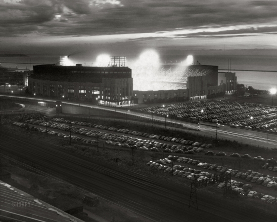 Photo showing: Night Game. -- June 30, 1950. Cleveland Municipal Stadium during Cleveland-Detroit night baseball game.