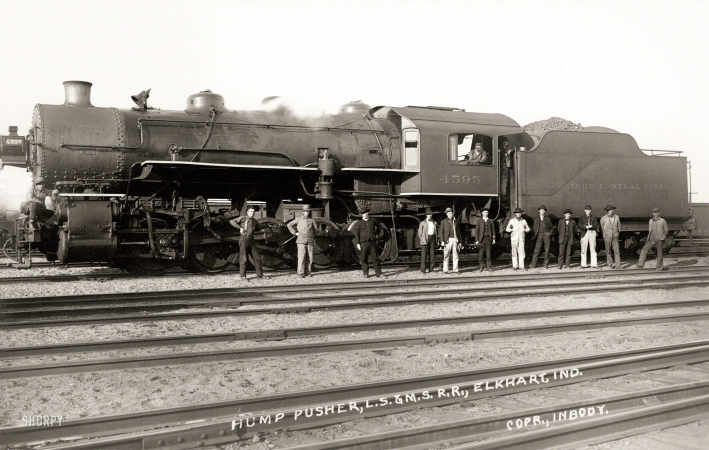 Photo showing: Hump Pusher -- August 19, 1912. Hump pusher, Lake Shore & Michigan Southern Railway, Elkhart, Indiana.