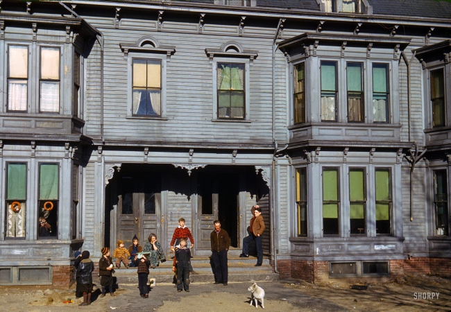Photo showing: American Gothic: 1940 -- Children in the tenement district, Brockton, Massachusetts.
