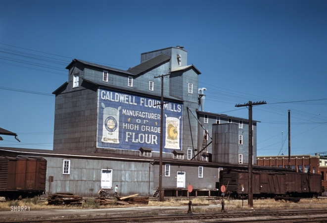 Photo showing: Gravy Train -- July 1941. Flour mill in Caldwell, Idaho.