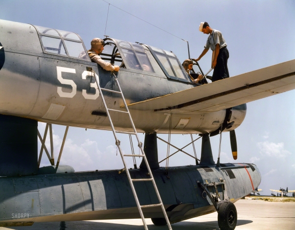 Photo showing: Off We Go -- August 1942. Aviation cadets in training at the Corpus Christi, Texas, Naval Air Base.