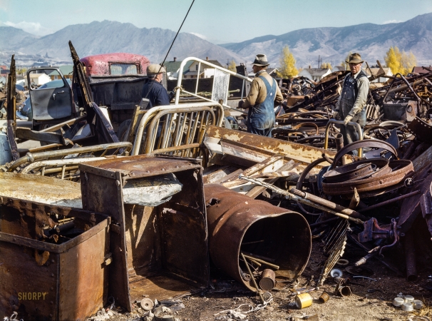 Photo showing: Salvage for Victory -- October 1942.  'Salvage for Victory' campaign -- scrap and salvage depot in Butte, Montana.