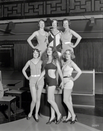 Photo showing: Properly Inflated -- Goodyear Girls bathing beauties in San Francisco -- Sept. 14, 1932.