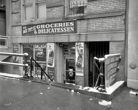 Photo showing: Frosty Drinks -- New York circa 1950. Delicatessen at 513 East 79th Street.