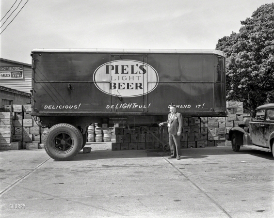 Photo showing: Small Beer -- New York circa 1948. Patterson Beer Distributors -- Piel's Beer truck.