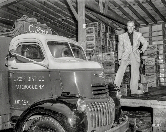Photo showing: Wet Beer -- Patchogue, New York, circa 1948. C. Rose Distributing Co. truck.