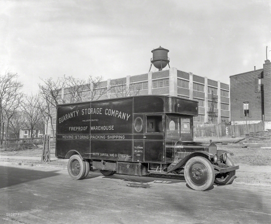Photo showing: Incontinental Van Lines -- Washington, D.C., circa 1928. Guaranty Storage Co. truck.
