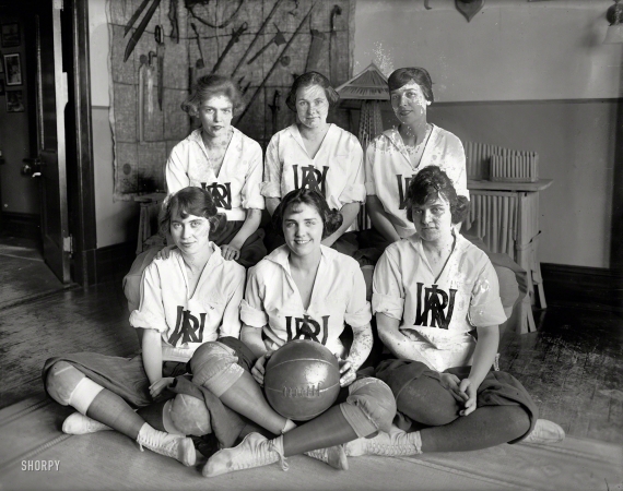 Photo showing: Six Shooters -- Washington, D.C. War Risk Insurance basketball team, 1921.