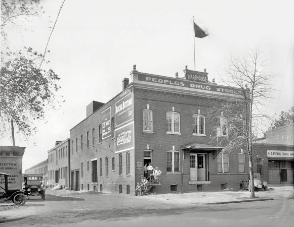Photo showing: Drug Warehouse -- Washington, D.C., circa 1921. Warehouse, People's Drug Store.