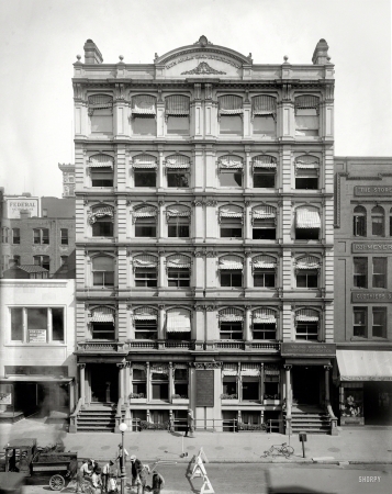 Photo showing: Ferrous and Fireproof -- Washington, D.C., circa 1921. Adams Iron Building, F Street NW.