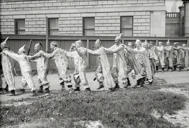Photo showing: Class Clowns -- June 3, 1920. Columbia University Class of 1909.