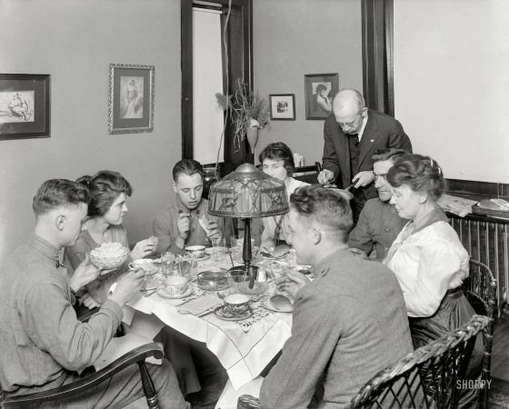 Photo showing: Basic Training -- Washington, D.C., circa 1917. Training camp activities commission -- luncheon for Army men.