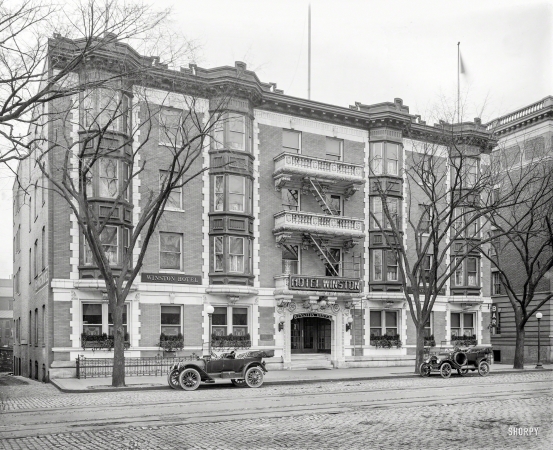 Photo showing: Hotel Winston -- Washington, D.C., 1913. The Hotel Winston at First Street and Pennsylvania Avenue NW.