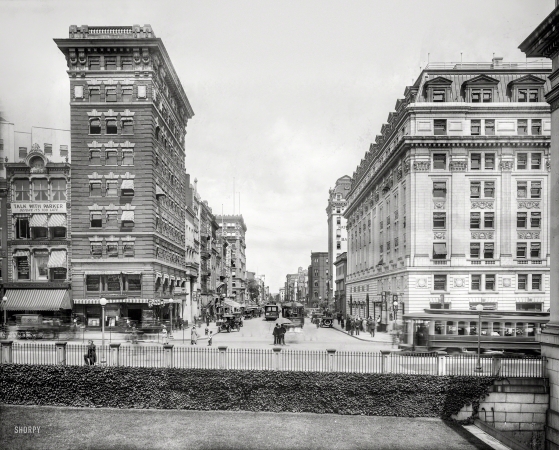 Photo showing: G at Fifteenth -- Washington, D.C, circa 1915. G Street N.W. east from Fifteenth at Treasury Dept.