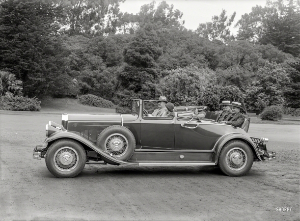Photo showing: Wayback Machine -- San Francisco, 1929. Pierce-Arrow convertible coupe in Golden Gate Park.