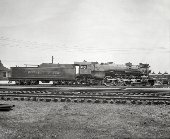 Photo showing: Motive Power -- Alexandria, Virginia, circa 1926. Southern R.R. Co. Crescent Limited locomotive.