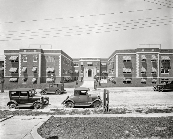 Photo showing: Brightwood Park Courts -- Washington, D.C., 1927. The Brightwood Park Courts apartments at Eighth & Jefferson Streets.