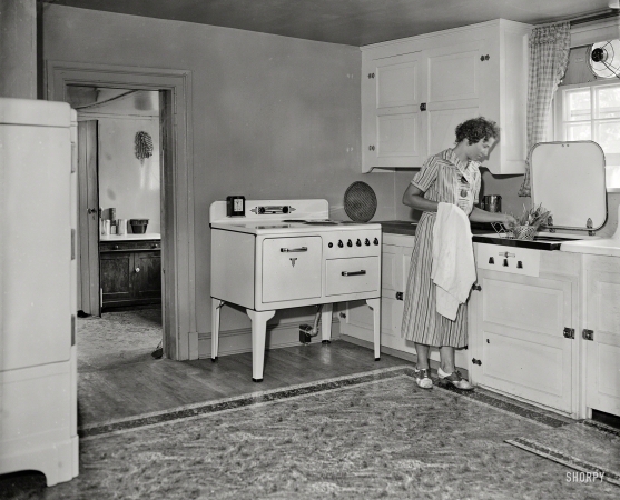 Photo showing: All Electric Farm -- Washington, D.C., 1936. Dept. of Interior exhibit -- kitchen at all electric farm.