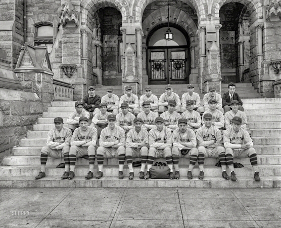 Photo showing: Georgetown Sluggers -- Washington, D.C. 1928 Georgetown University baseball team at Healy Hall.