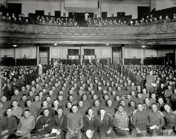 Photo showing: At Ease. -- Washington, D.C., 1919. Walter Reed boys at Shubert Garrick Theatre.