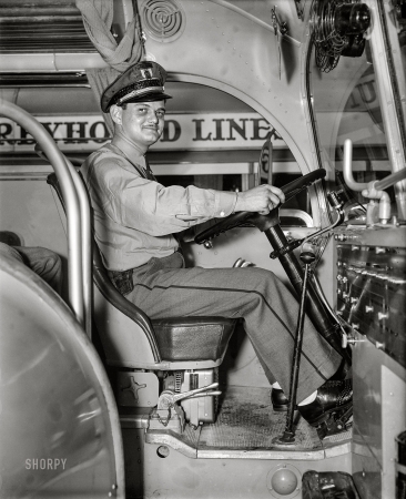 Photo showing: Top Dog. -- Washington, D.C., 1936. Bus transportation -- driver of Greyhound coach to New York.