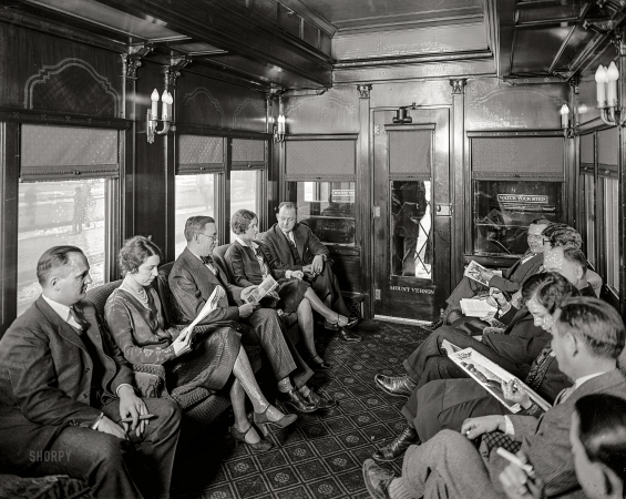 Photo showing: Watch Your Step -- -- February 1928. Washington, D.C., or vicinity. Southern Railway, interior of car.