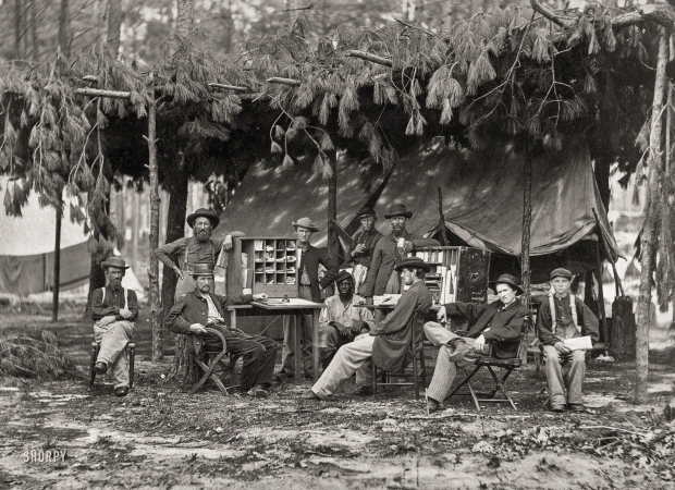 Photo showing: Ambulance Camp -- August 1864. Camp of Chief Ambulance Officer, 9th Army Corps, in front of Petersburg, Virginia.