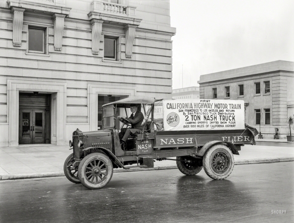 Photo showing: Nash Flier -- October 1919. California Highway Motor Train in San Francisco.