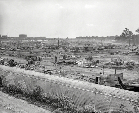 Photo showing: Bonus Army Bivouac -- Washington, D.C., 1932. Vacated 'Bonus Army' camp at Anacostia Flats.