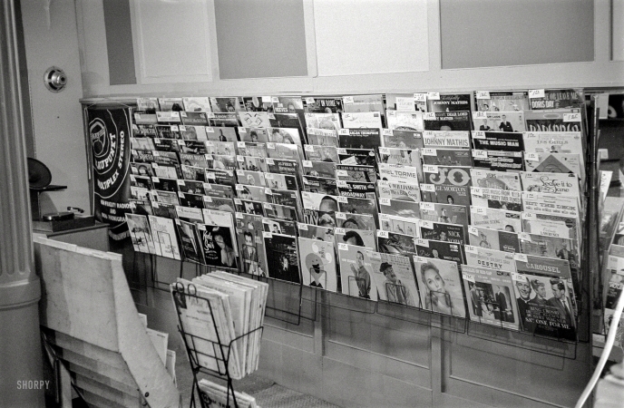 Photo showing: Vintage Vinyl -- Boston, 1963. Records for sale in hi-fi store.