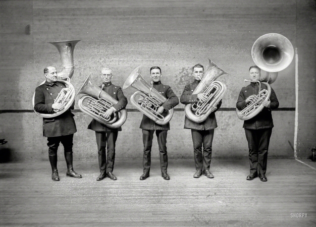 Photo showing: Brass Coppers -- New York circa 1915. Police tuba players.