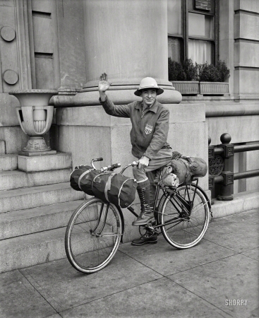 Photo showing: Pan-American -- Nov. 23, 1935. Washington, D.C. Henry G. Slaughter, ready for international bicycle ride.