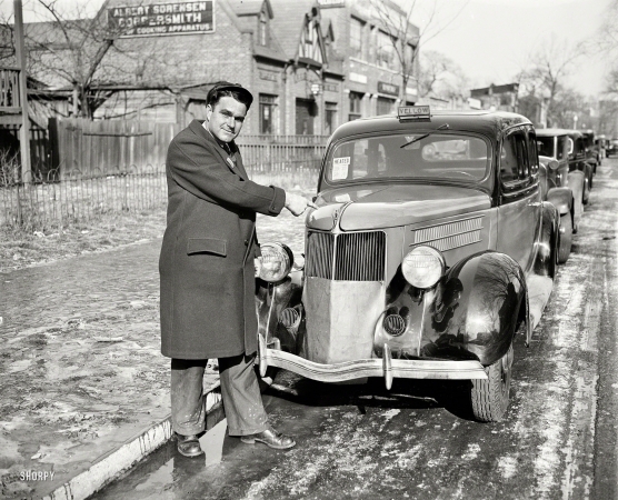 Photo showing: Toasty Taxi -- February 1936. Washington, D.C. Heated taxi cab.