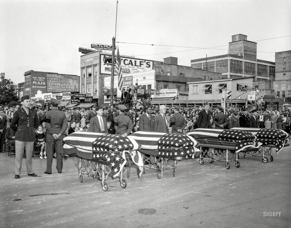 Photo showing: Killed in Action -- Columbus, Georgia, circa 1951. Military funeral.