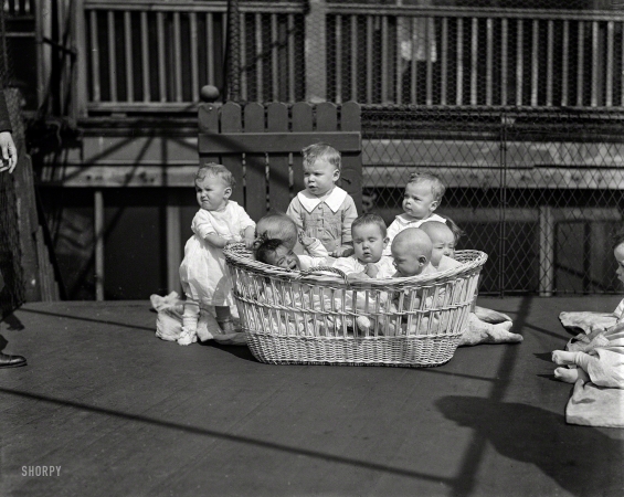 Photo showing: The Young Rebels -- May 1923. Babies in a basket.