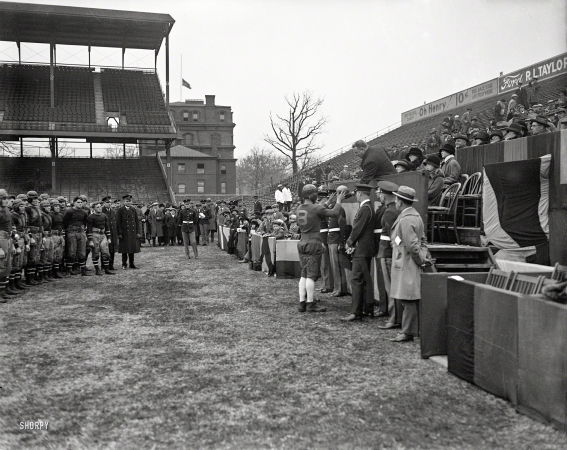 Photo showing: Pigskin Pomp -- Washington, D.C., 1924. Football team at stadium.