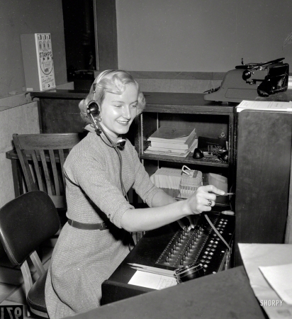 Photo showing: Well-Connected. -- Circa 1955 in Columbus, Georgia. Switchboard.